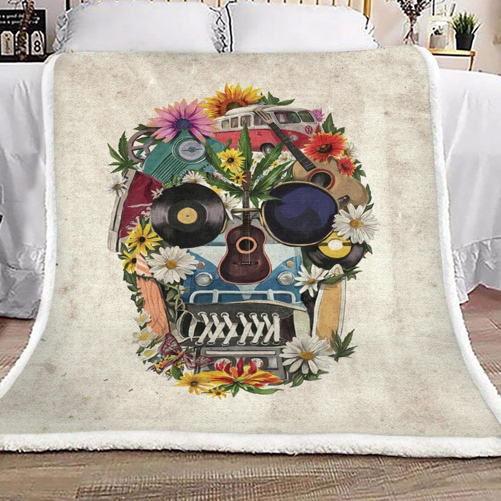 Hippie Skull Sherpa Fleece