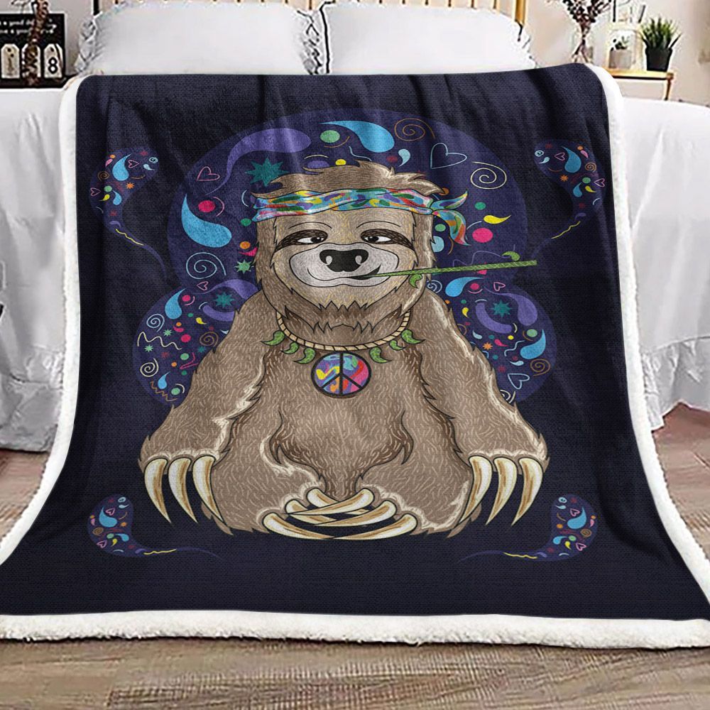Hippie Sloth Sherpa Fleece Blanket