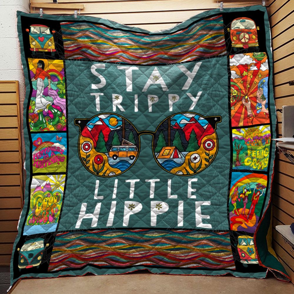 Hippie Stay Trippy Little Hippie Adventures Through Glasses Quilt Blanket DHC0102414TD