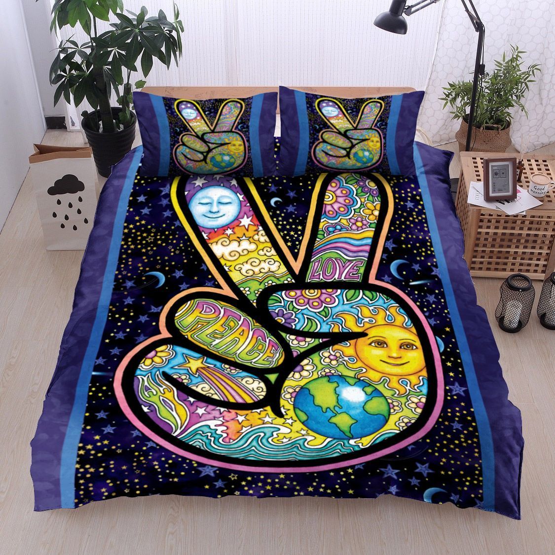Hippie Sun And Moon Bedding Set