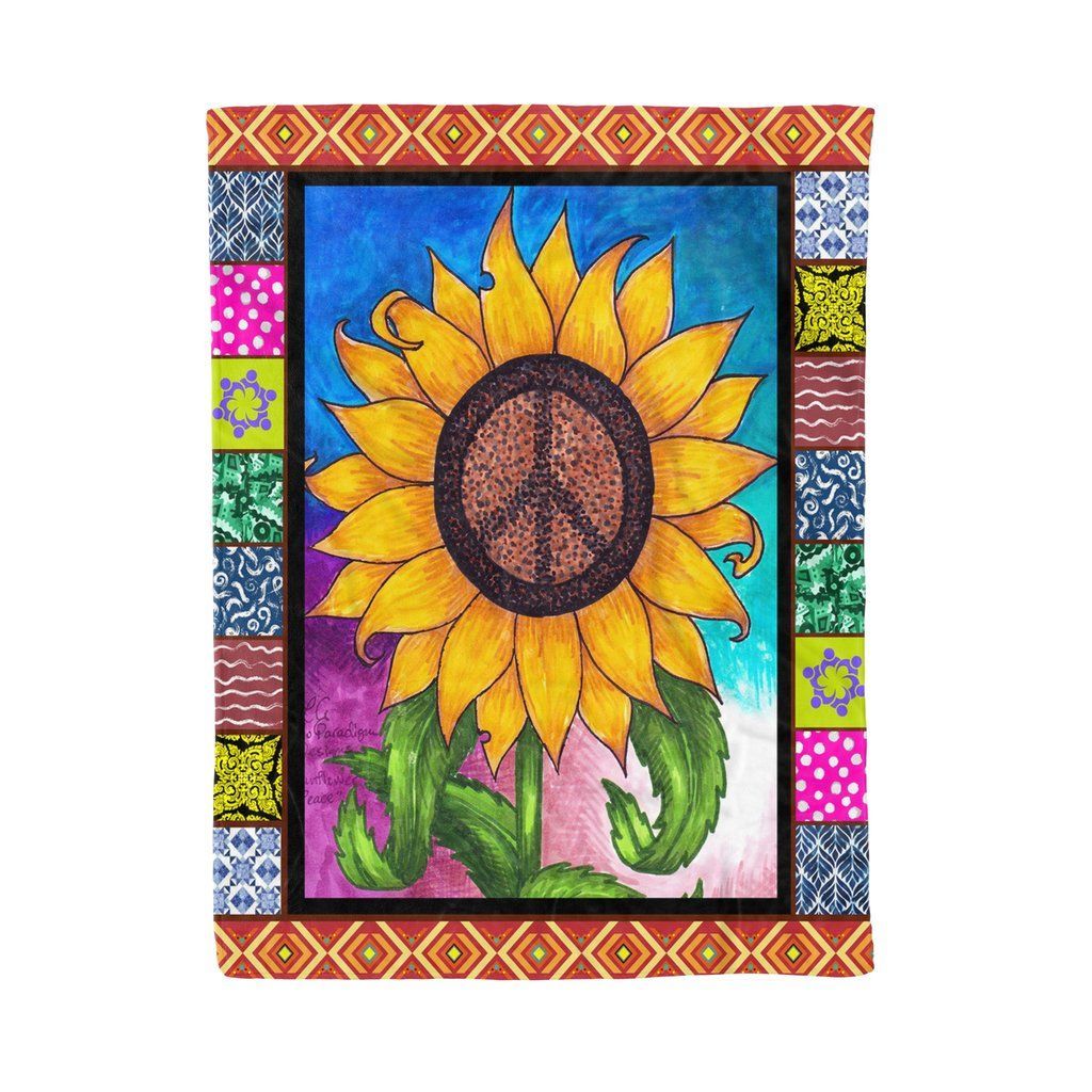 Hippie Sunflower Sherpa Fleece Blanket