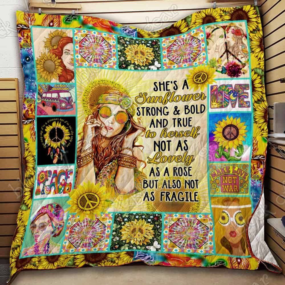 Hippie Sunflower Girl GS-CL-NT2910 Quilt Blanket