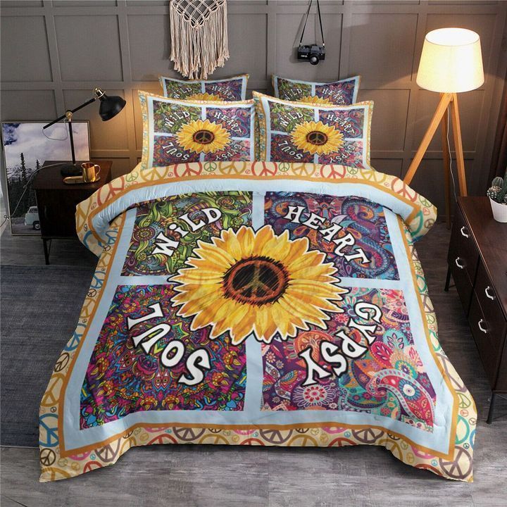 Hippie Sunflower Peace Bedding Set