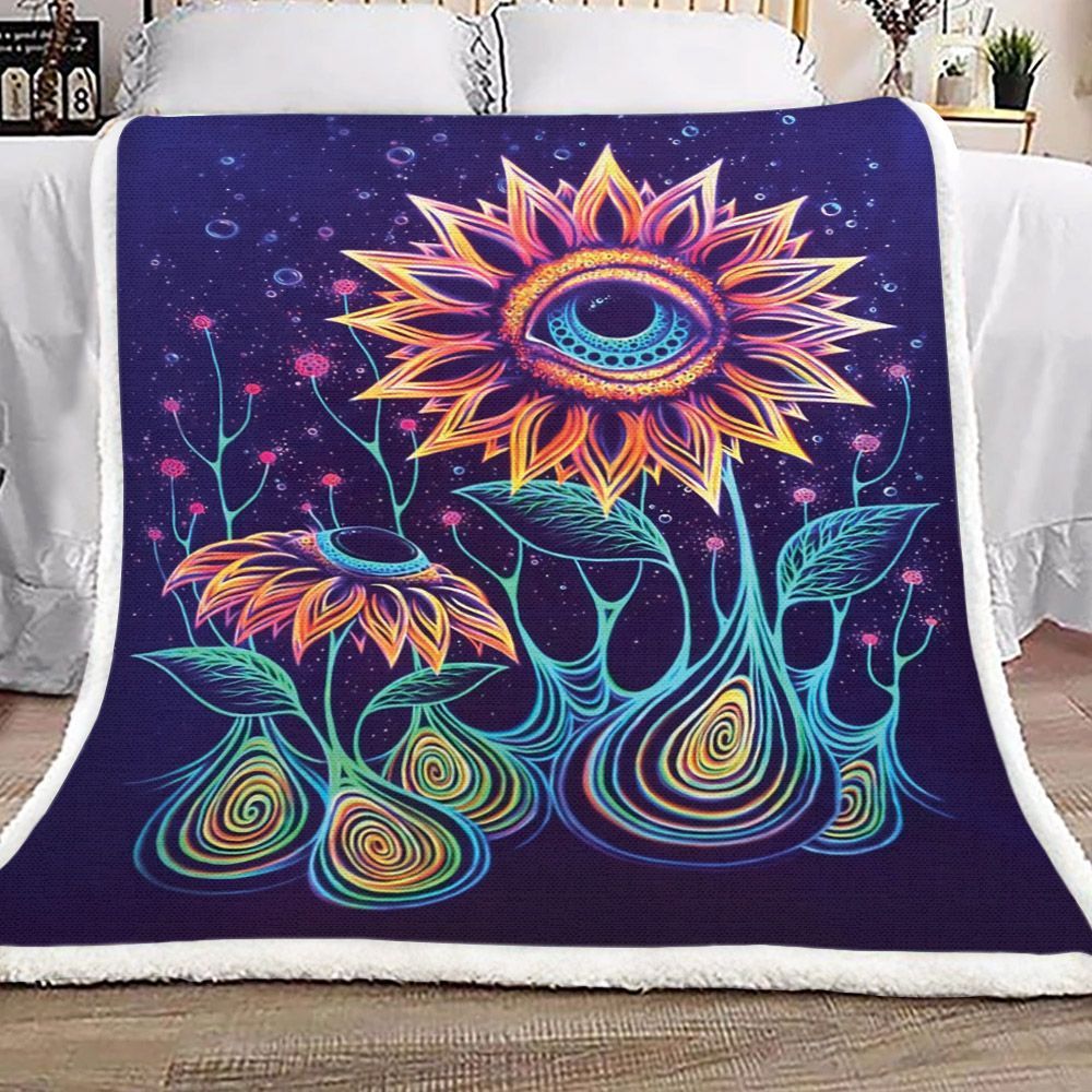 Hippie Sunflower Sherpa Fleece Blanket