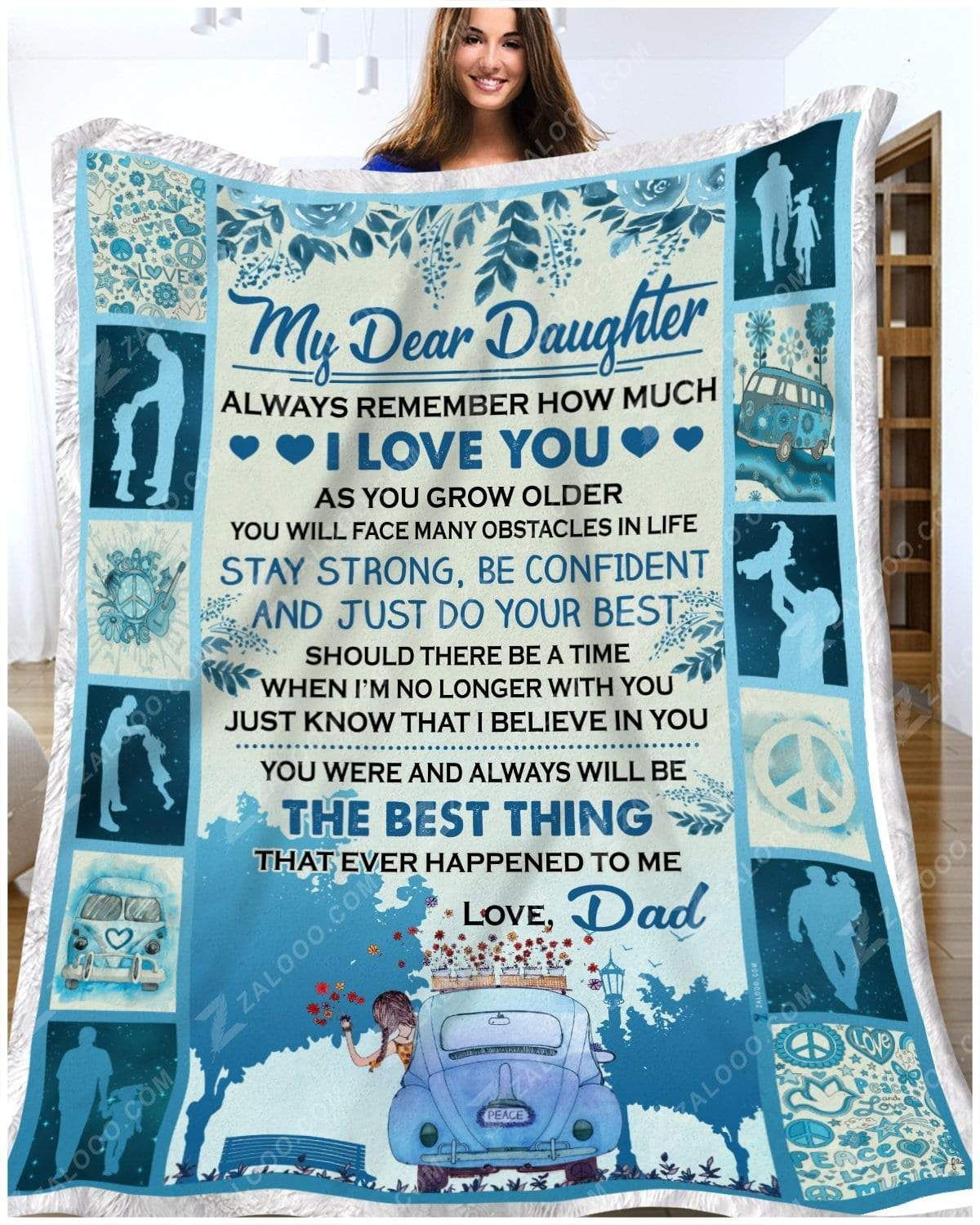 Hippie The Best Thing Love Dad Daughter Love Mom Sherpa Fleece Blanket
