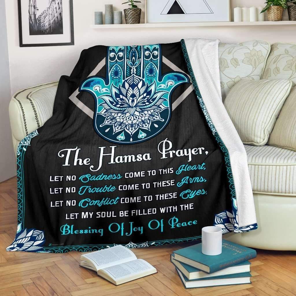Hippie The Hamsa Prayer Sherpa Fleece Blanket