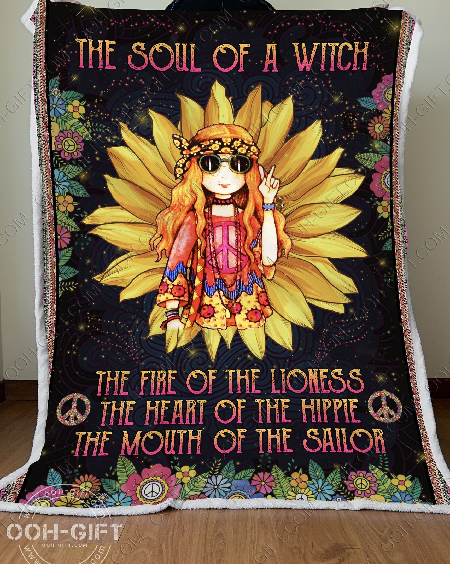 Hippie The Soul Of A Witch Sherpa Fleece Blanket