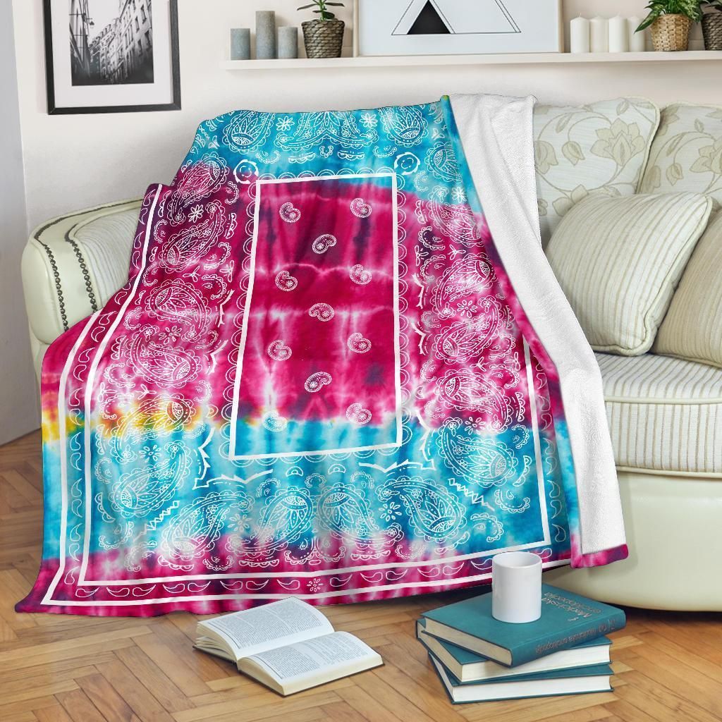 Hippie Tie Dye Bandana Sherpa Fleece Blanket