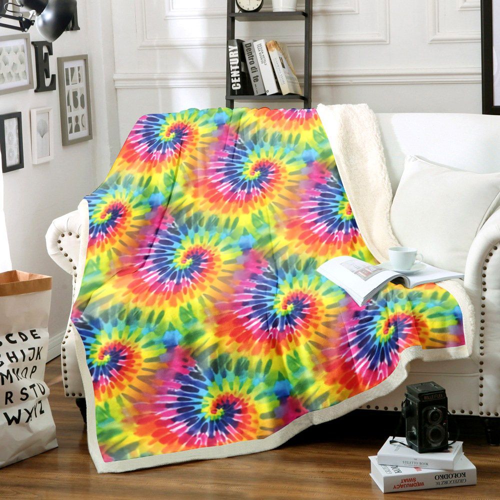 Hippie Tie Dye Sherpa Fleece Blanket