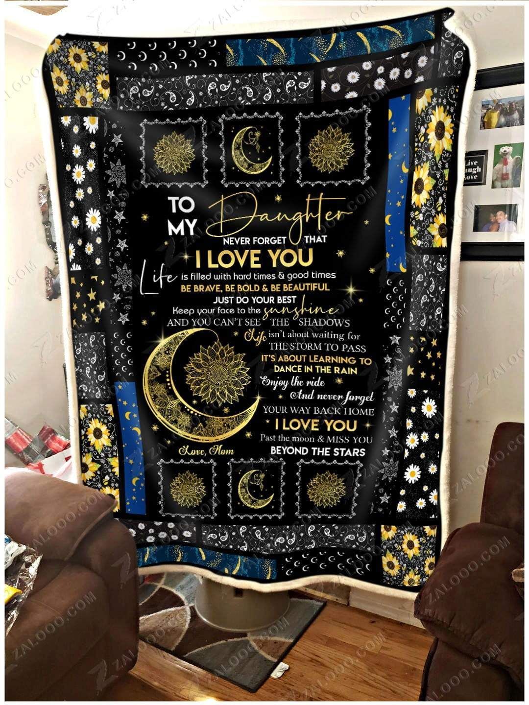 Hippie To My Daughter Be Brave Be Bold Be Beautiful Sherpa Fleece Blanket