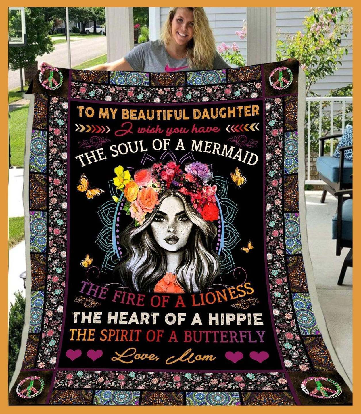 Hippie To My Daughter Sherpa Fleece Blanket