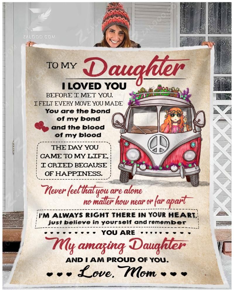 Hippie To My Daughter I Am Proud Of You Love Mom Sherpa Fleece Blanket