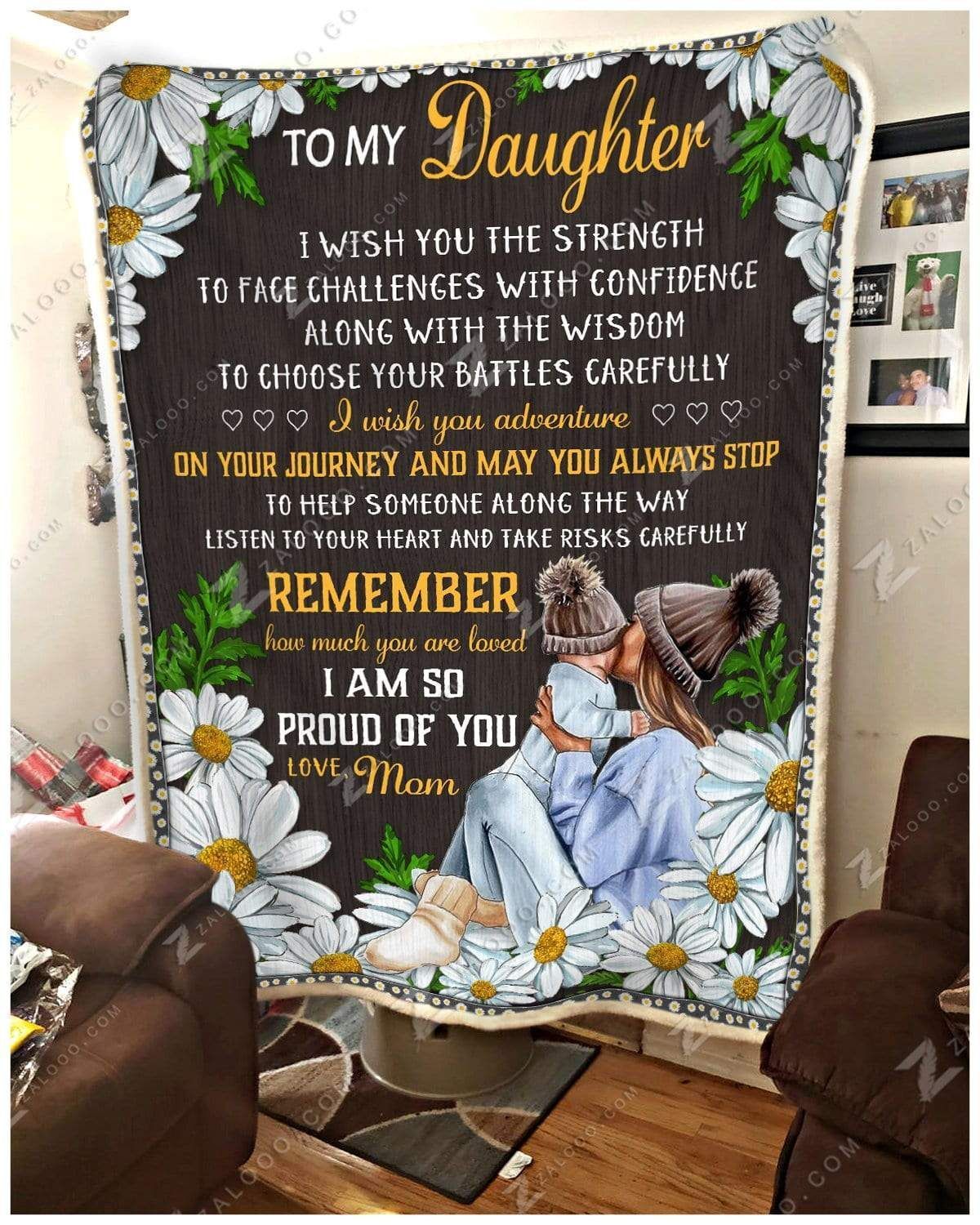 Hippie To My Daughter I Am So Proud Of You Love Mom Sherpa Fleece Blanket