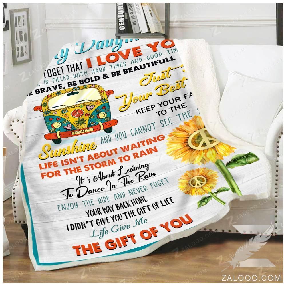 Hippie To My Daughter Just Do Your Best Sherpa Fleece Blanket