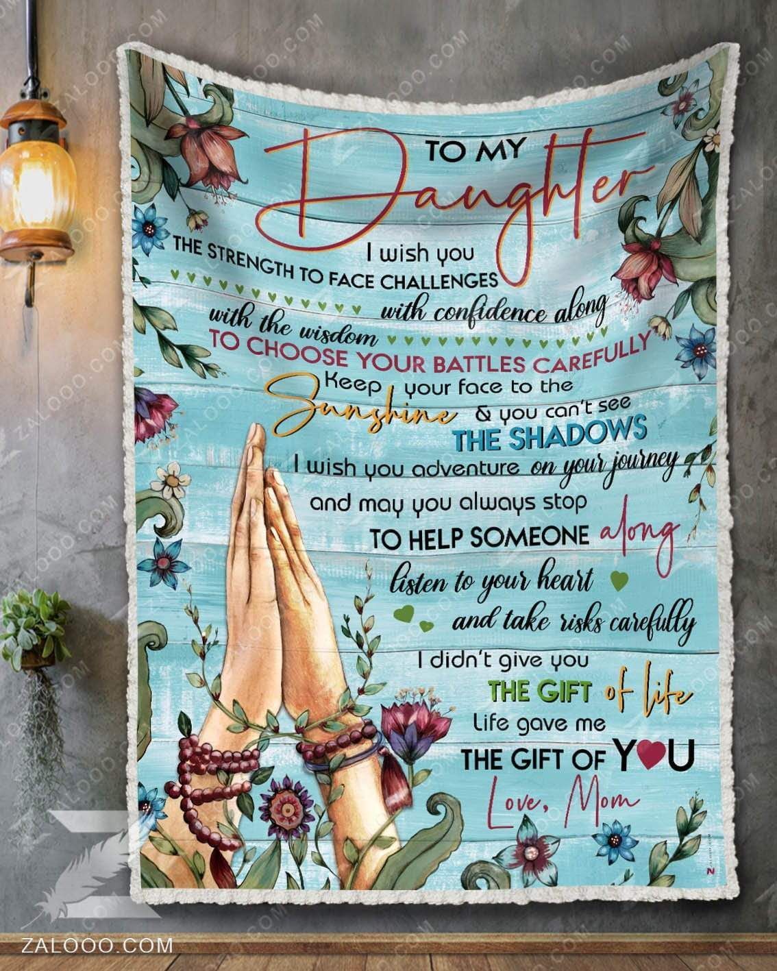 Hippie To My Daughter Life Gave Me The Gift Of You Love Mom Sherpa Fleece Blanket