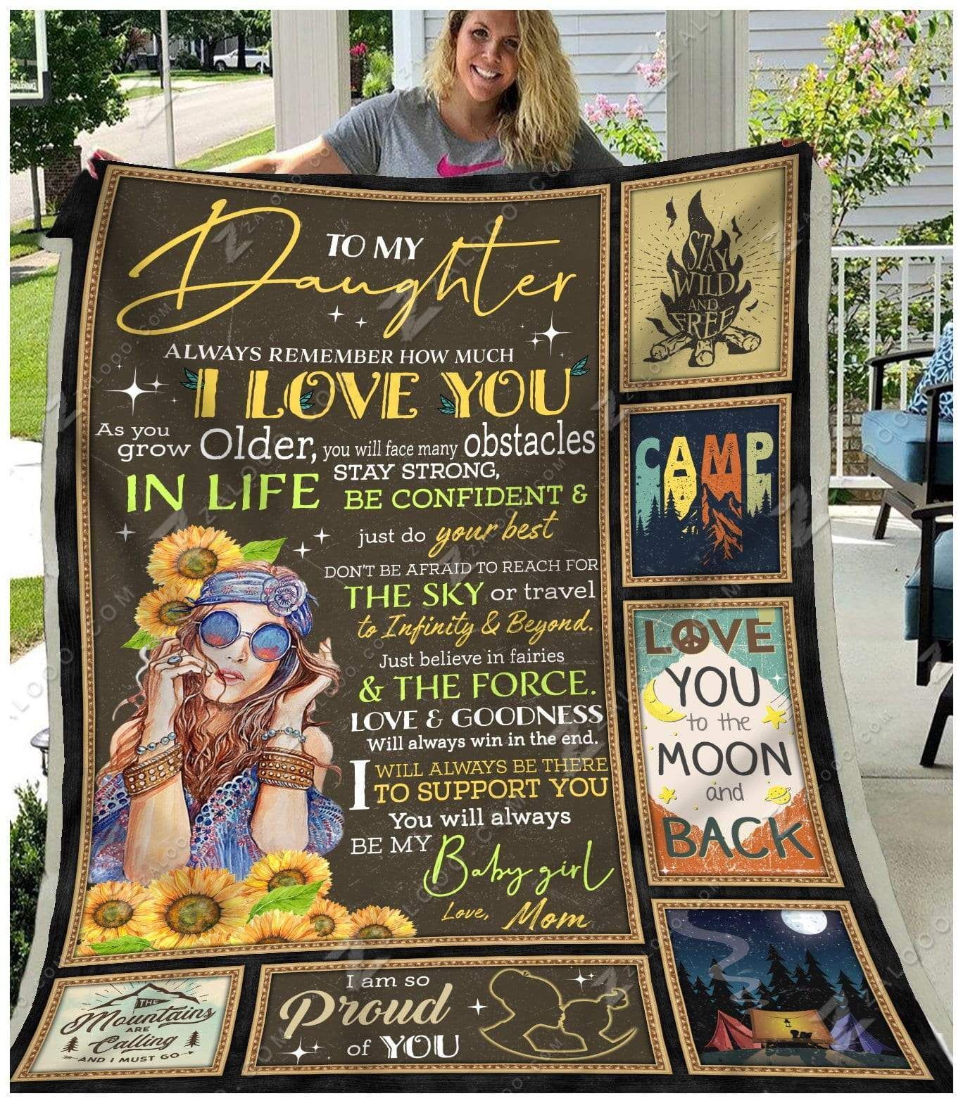 Hippie To My Daughter Love Mom Sherpa Fleece Blanket