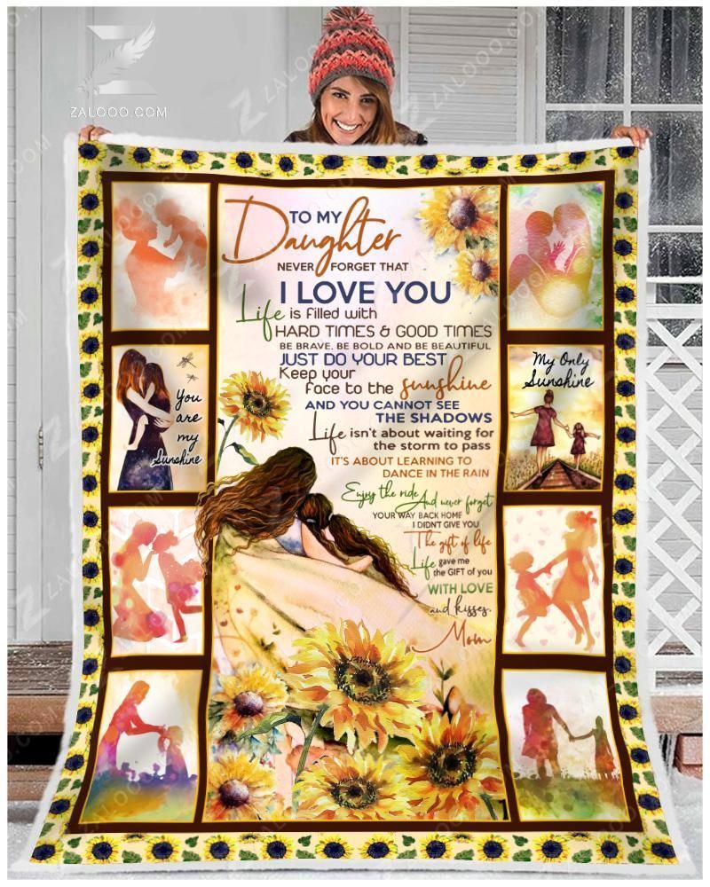 Hippie To My Daughter You Are My Sunshine Love Mom Sherpa Fleece Blanket