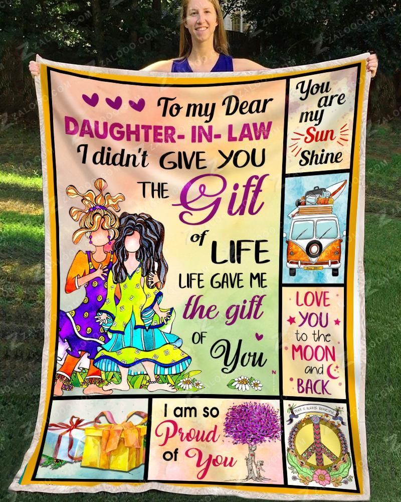 Hippie To My Dear Daughter In Law Sherpa Fleece Blanket