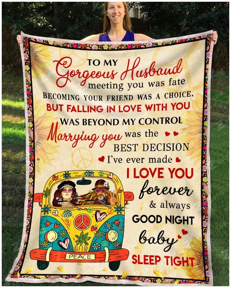 Hippie To My Gorgeous Husband Sleep Tight Sherpa Fleece Blanket