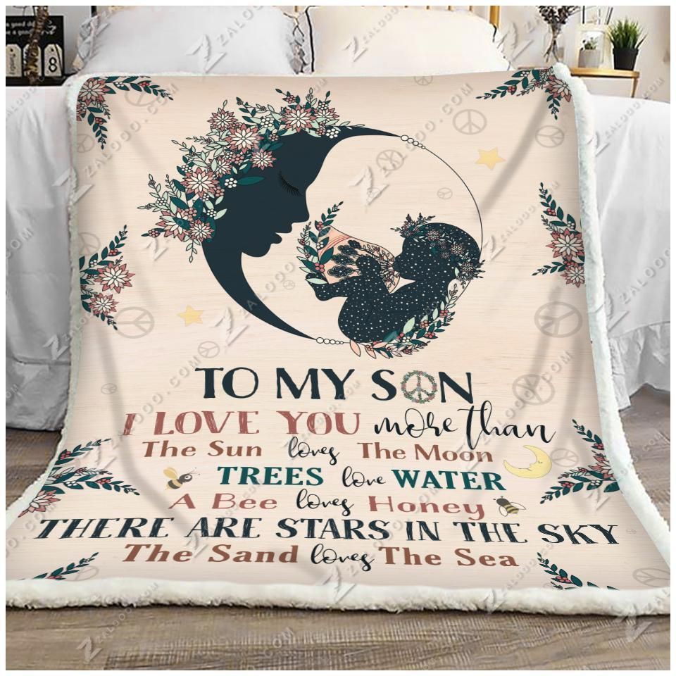 Hippie To My Son I Love You Sherpa Fleece Blanket