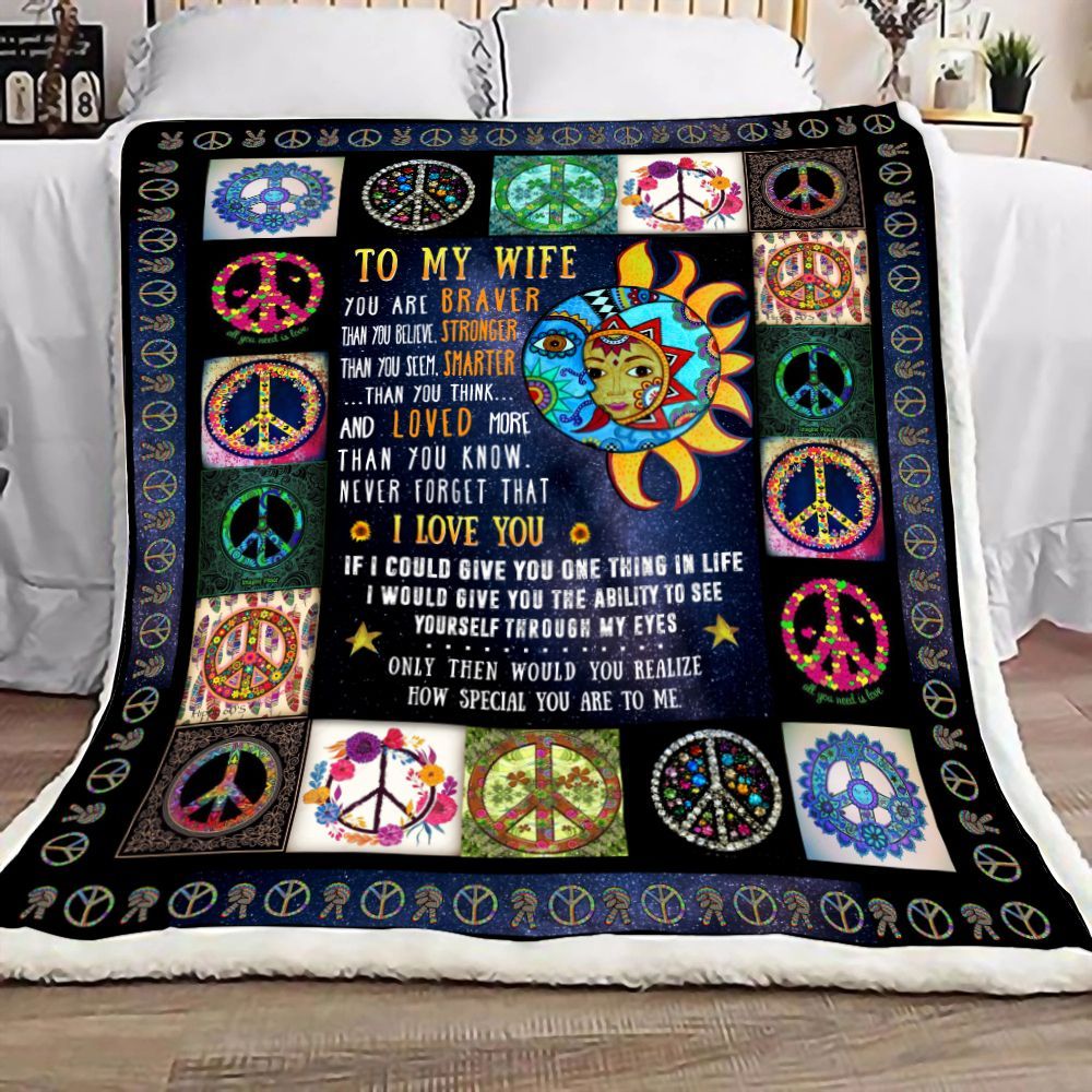 Hippie To My Wife Sherpa Fleece Blanket