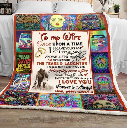 Hippie To My Wife I Love You Forever And Always Sherpa Fleece Blanket