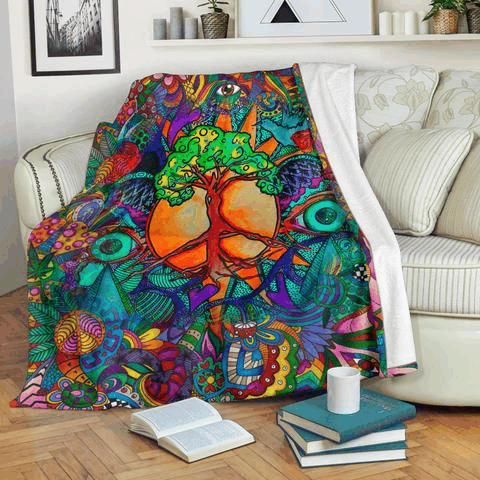 Hippie Tree Of Life Sherpa Fleece Blanket