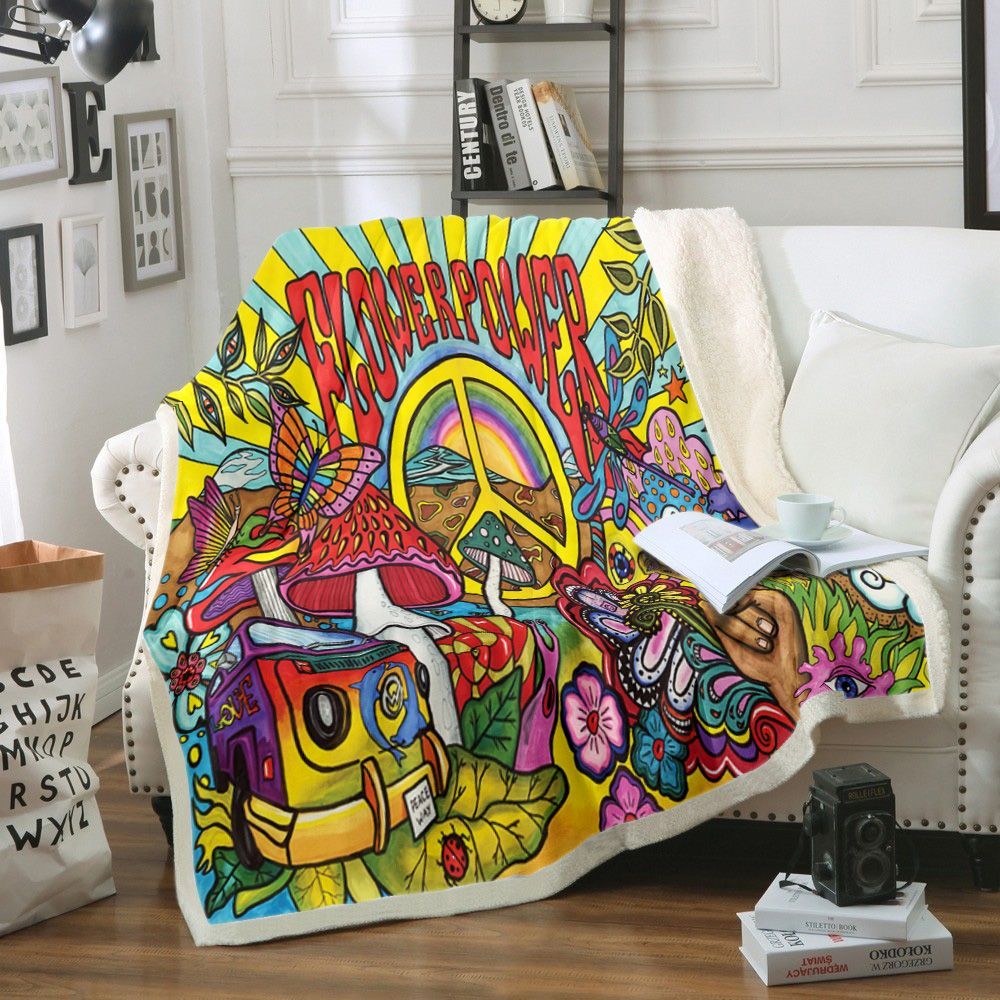 Hippie Sherpa Fleece Blanket