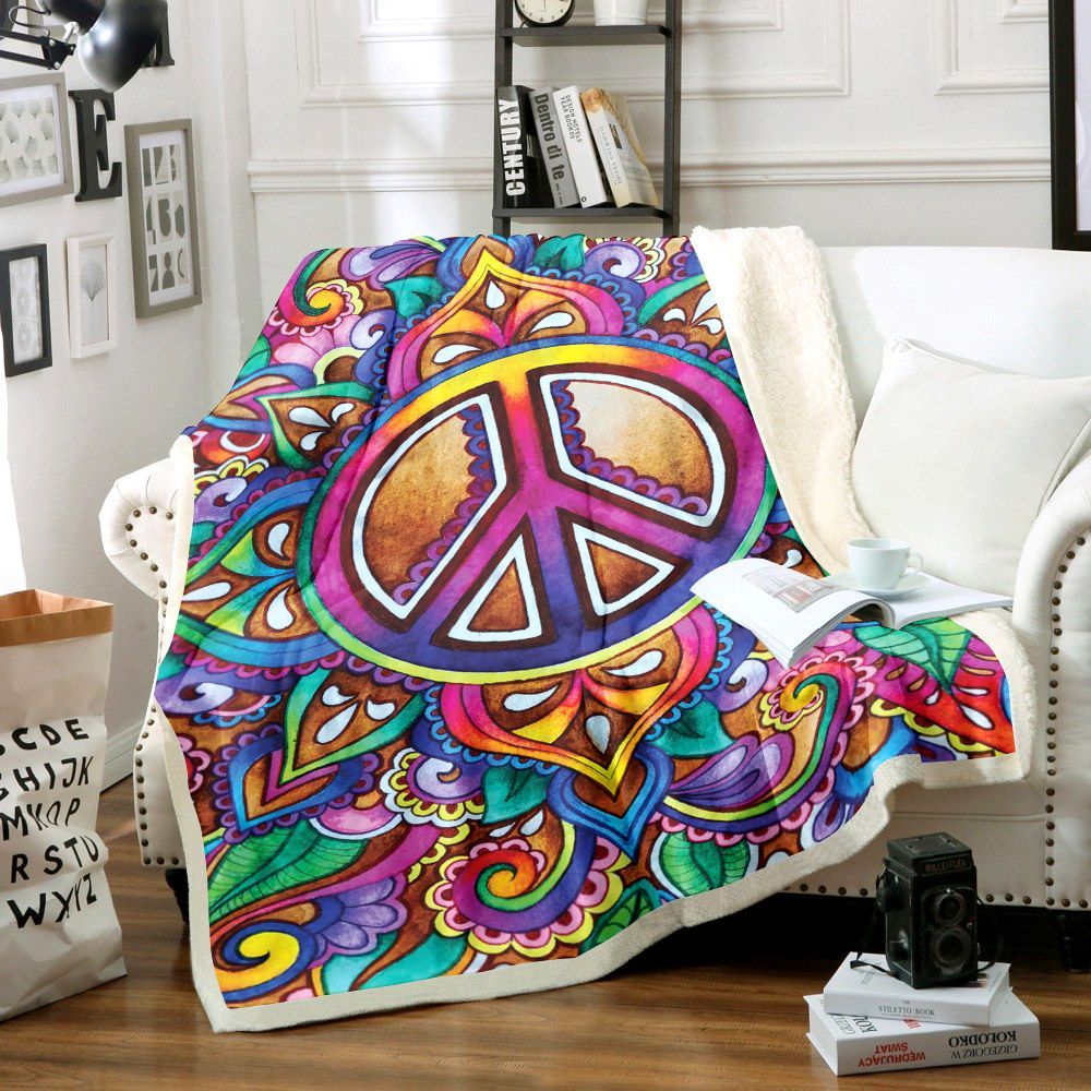 Hippie Sherpa Fleece Blanket