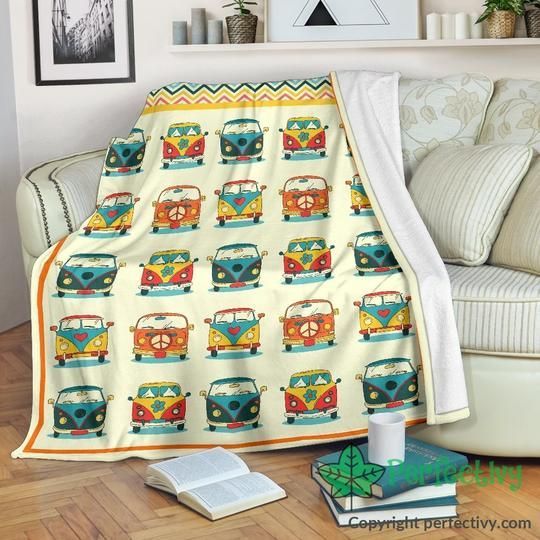 Hippie Van Car Sherpa Fleece Blanket