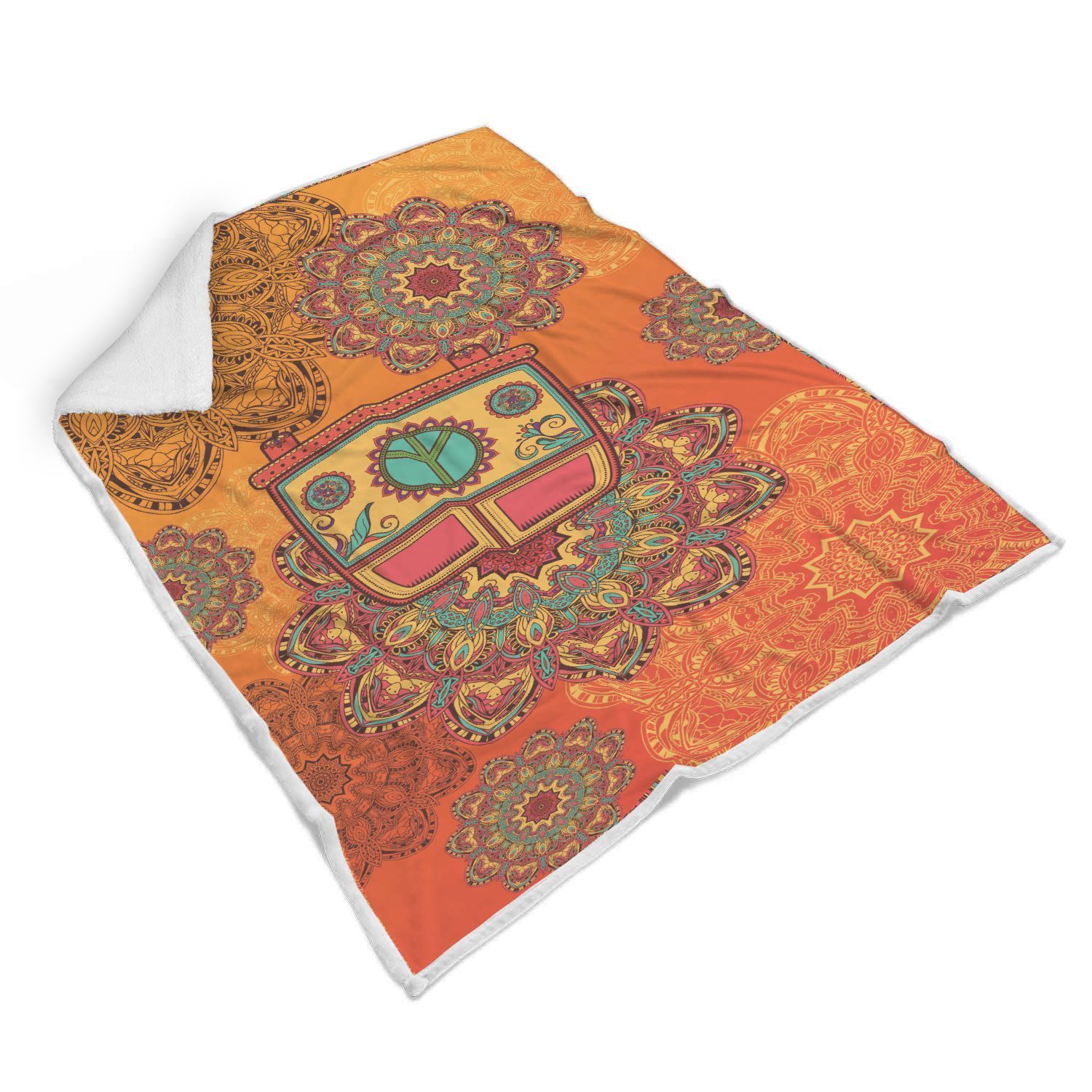 Hippie Van Mandala Sherpa Fleece Blanket