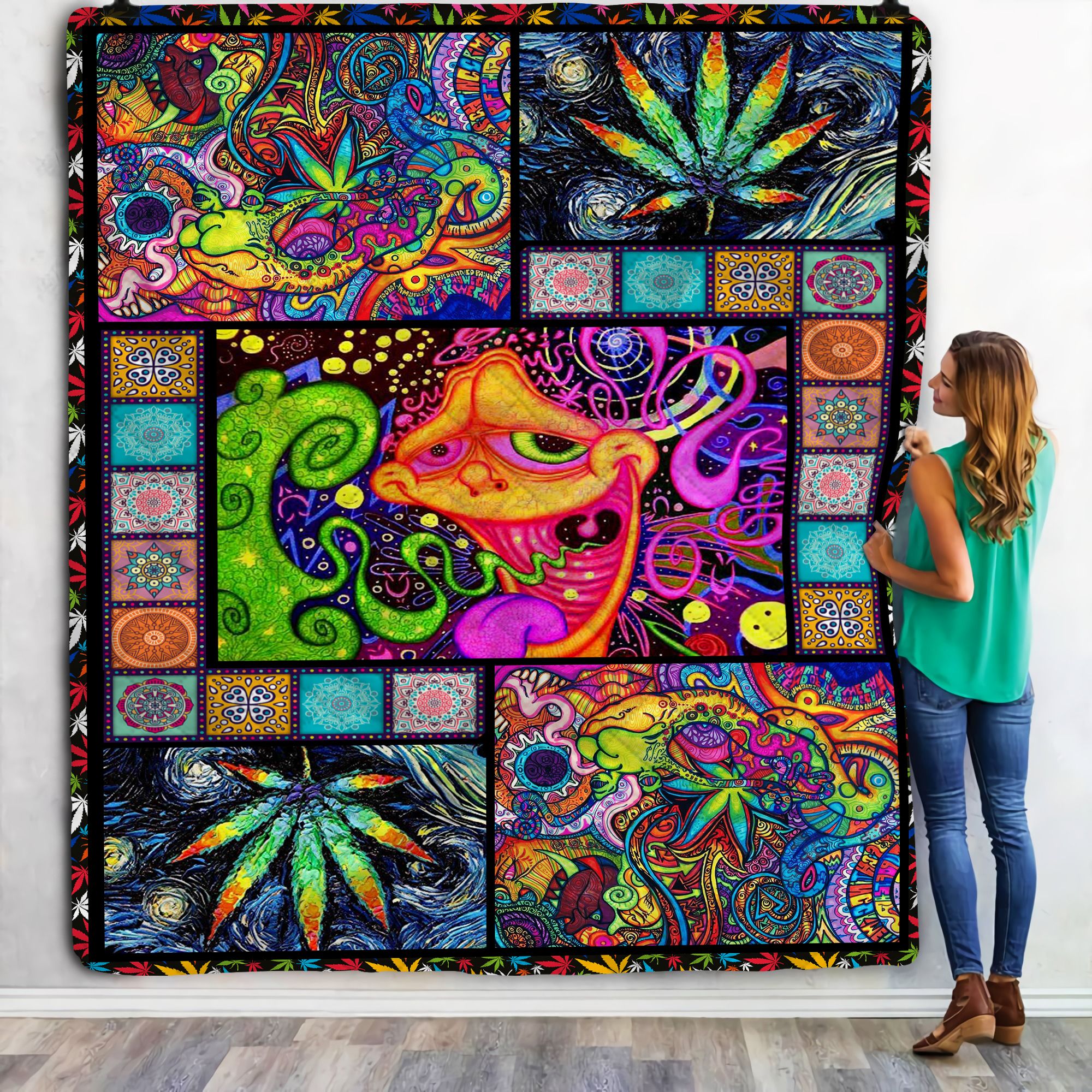 Hippie Weed Fleece Blanket