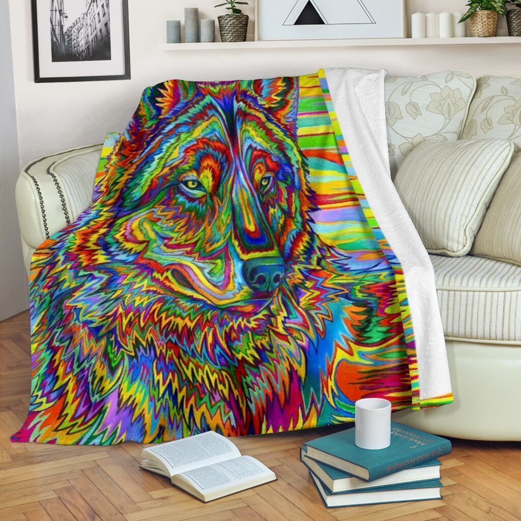 Hippie Wolf Sherpa Fleece Blanket