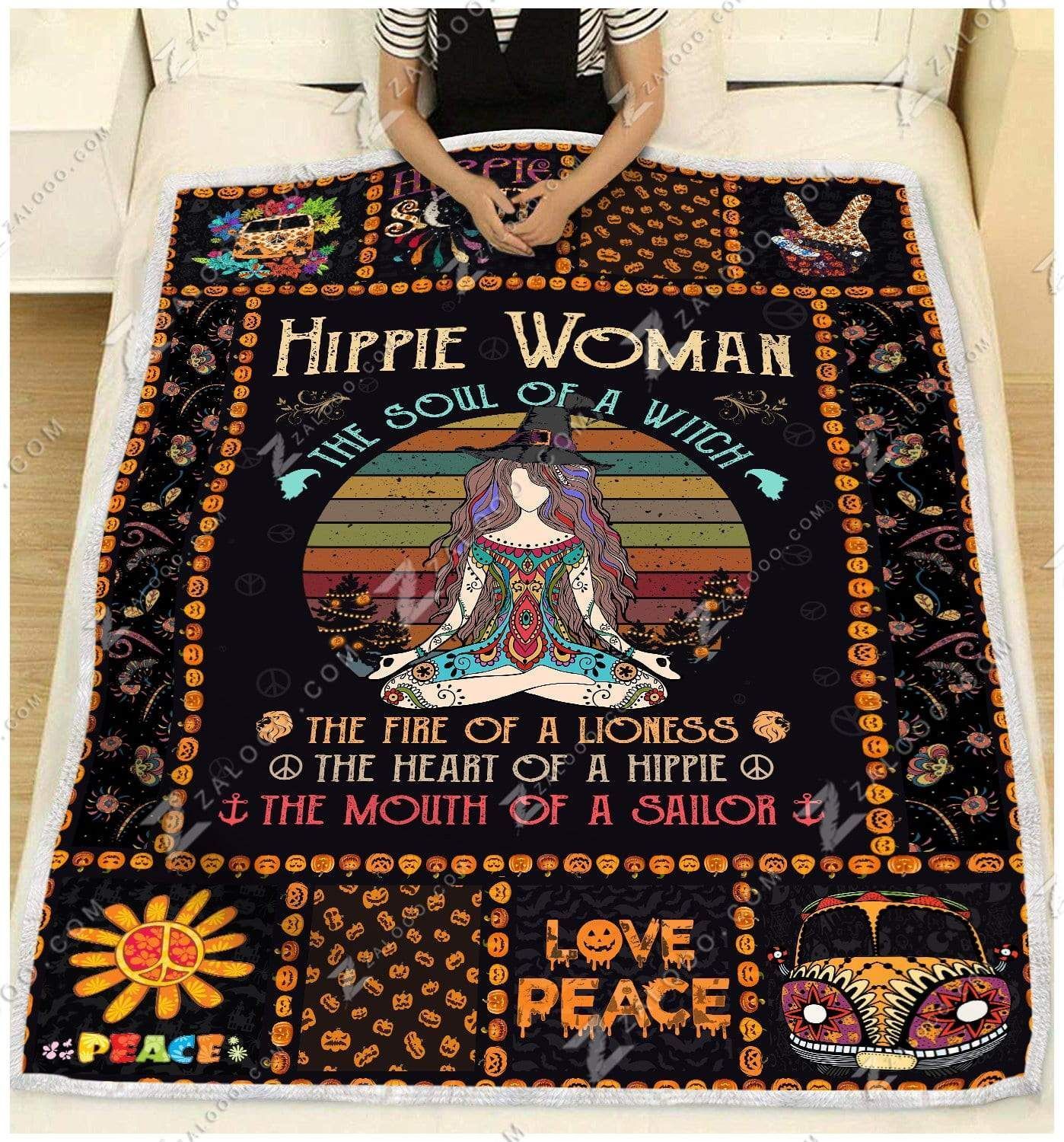 Hippie Woman The Soul Of A Witch Sherpa Fleece Blanket