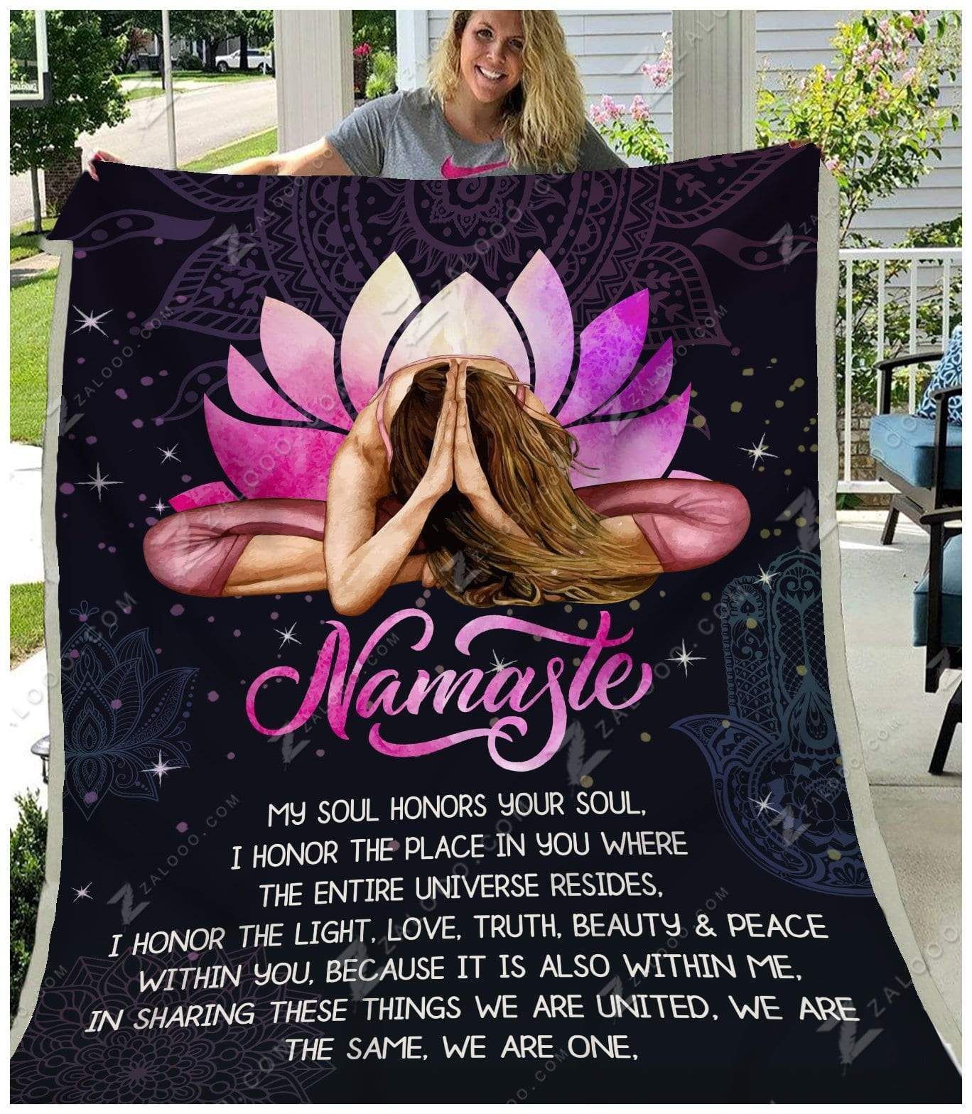 Hippie Yoga Namaste Sherpa Fleece Blanket