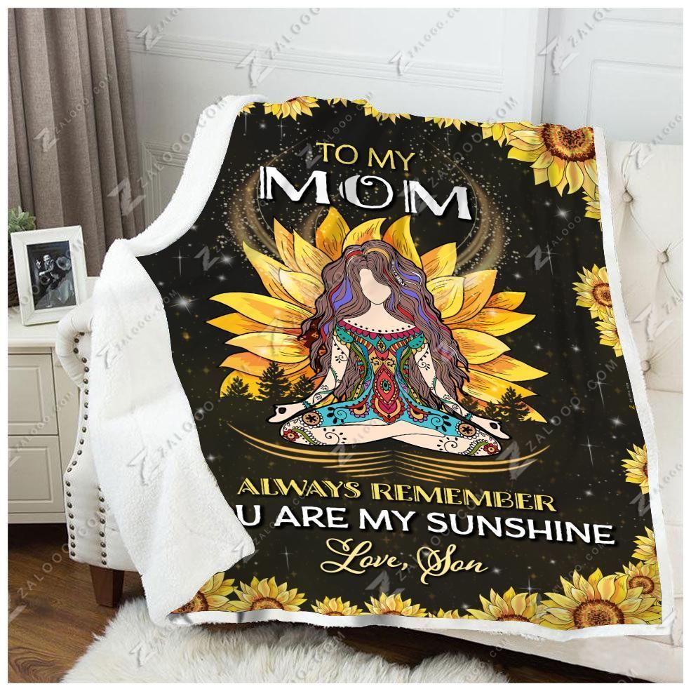 Hippie Yoga To My Mom Love Son Sherpa Fleece Blanket