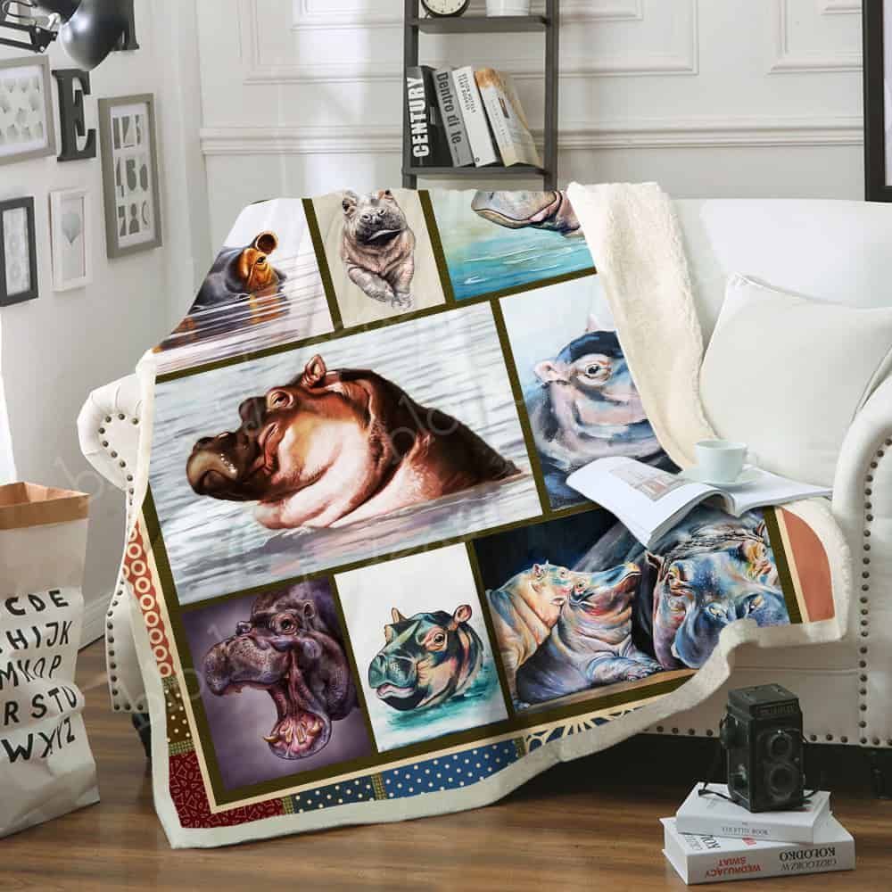 Hippo Fleece Blanket