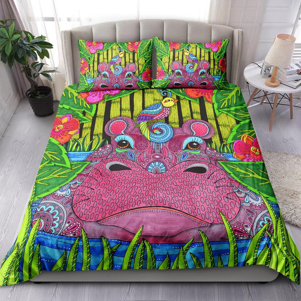 Hippo In The Jungle Bedding Set