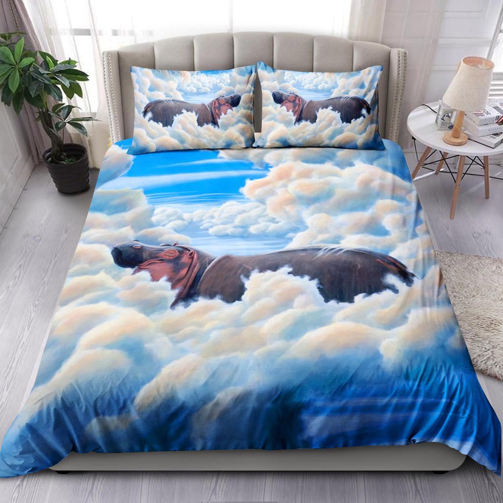 Hippo Swimming On The Sky Bedding Set