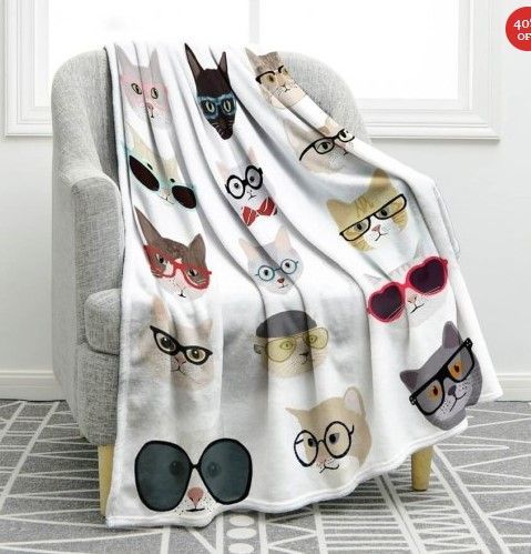 Hipster Cats Sherpa Fleece Blanket