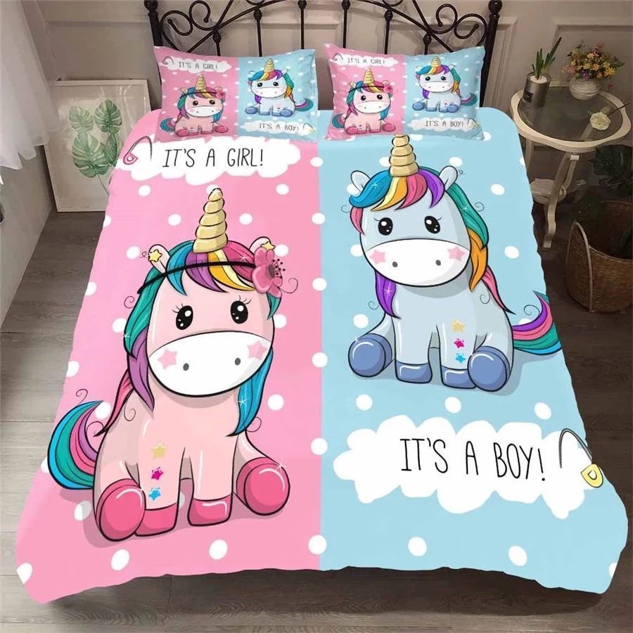 His And Her Side Unicorn Bedding Set