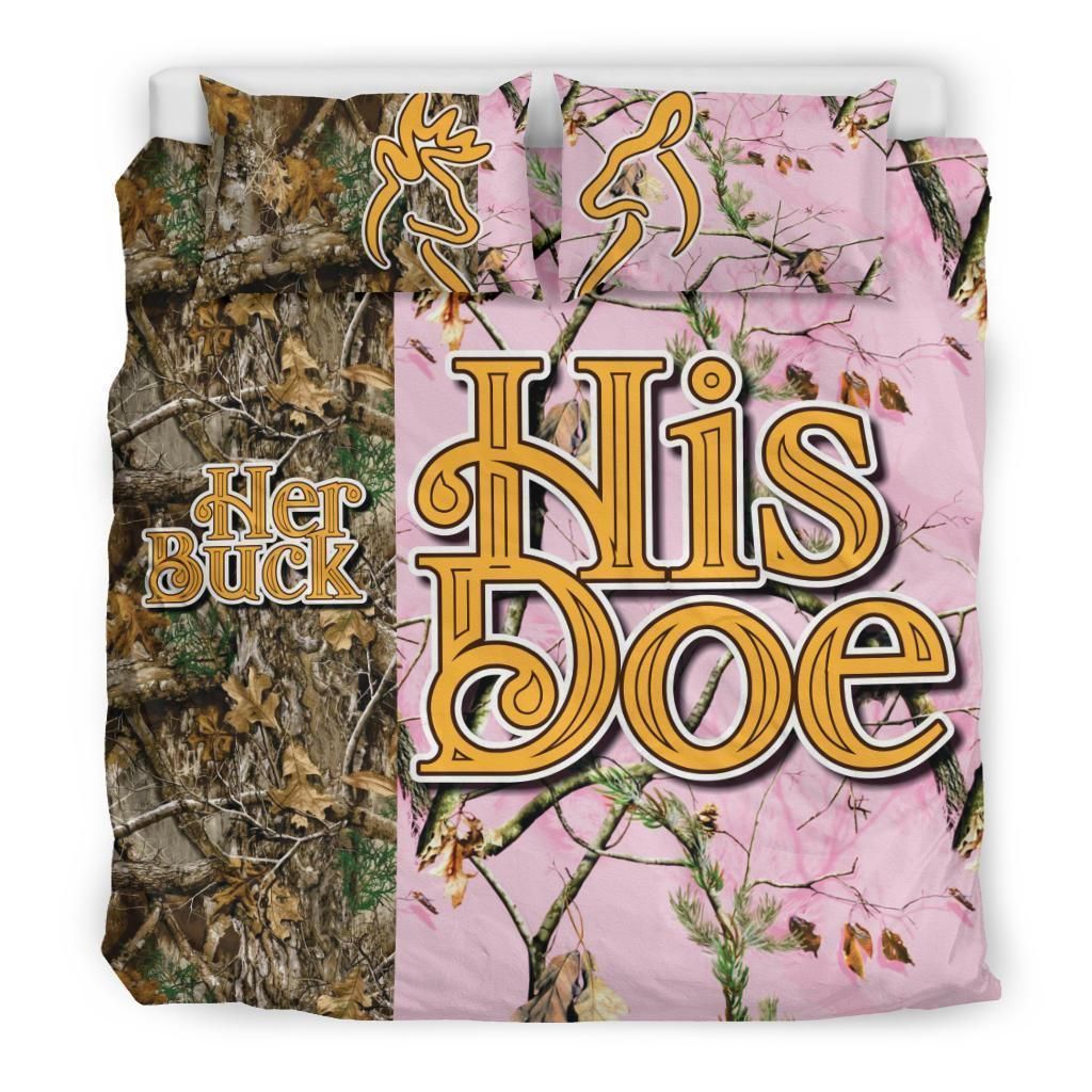 His Doe And Her Buck Camouflage Deer Hunting Season Bedding Set