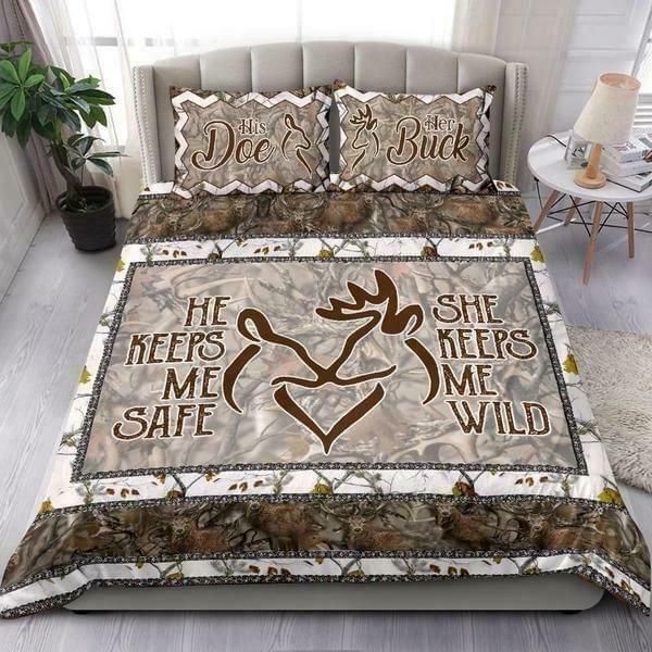 His Doe Her Buck He Keeps Me Safe  Bedding Set