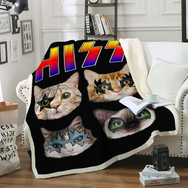 Hiss Cats Kittens Rock Sherpa Fleece Blanket