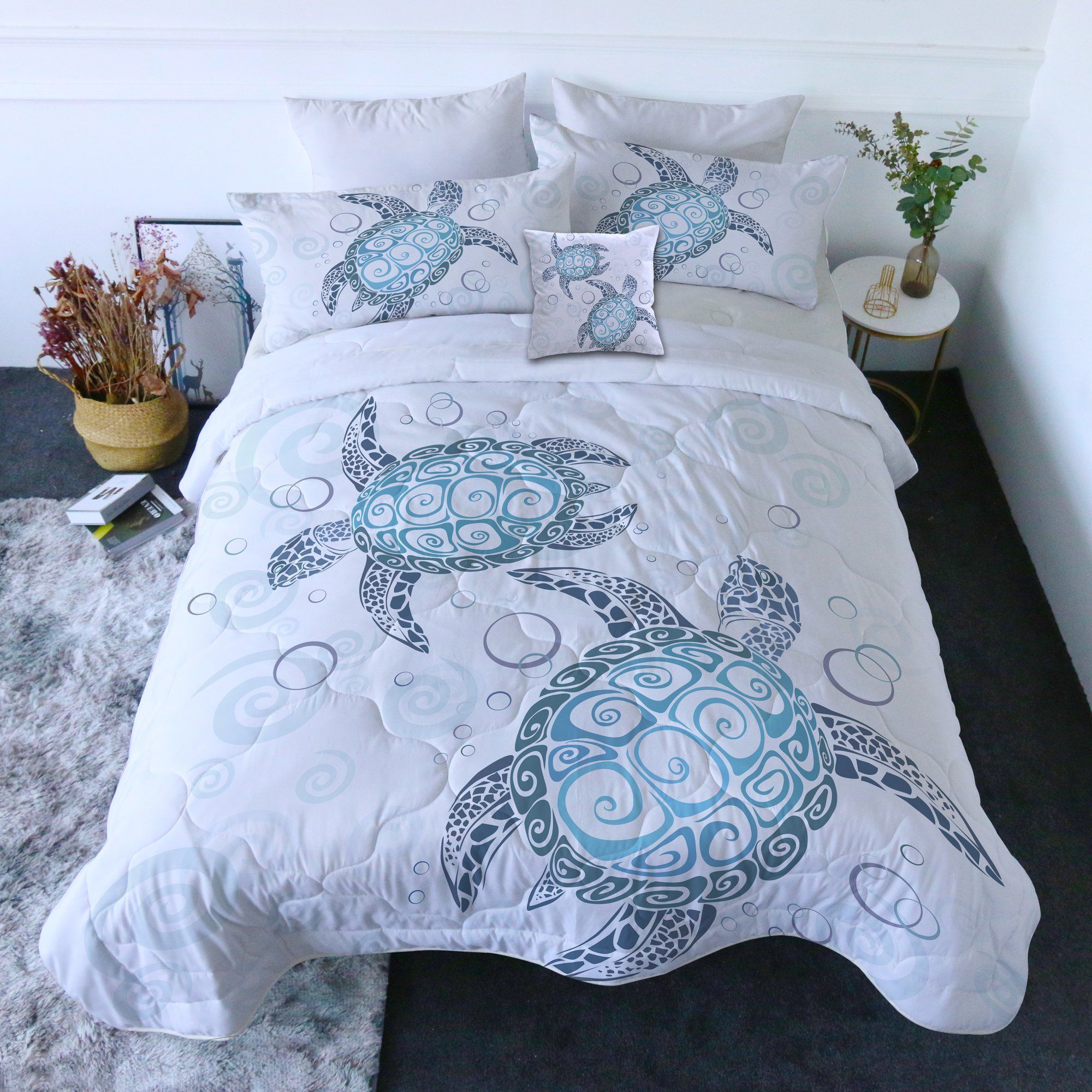 ?hite Sea Turtle Bedding Set