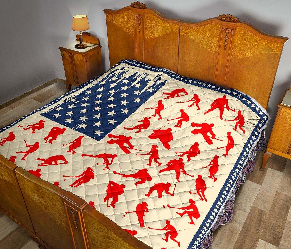 HOCKEY AMERICAN FLAG QUILT 2 DHC281111157DD