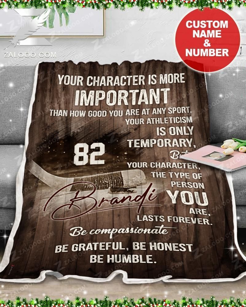Hockey Blanket Be Humble Christmas Gift Custom Text Name Number Fleece Blanket