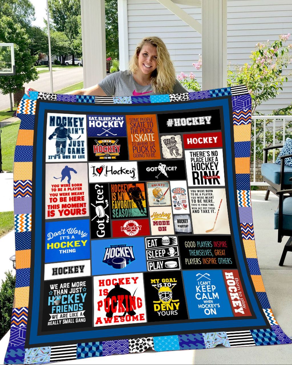 Hockey Eat Sleep Play Sherpa Fleece Blanket