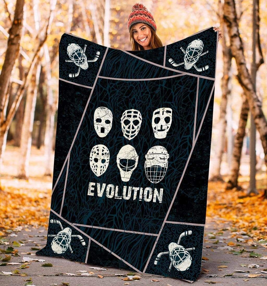 Hockey Evolution Horror Helmet Fleece Blanket