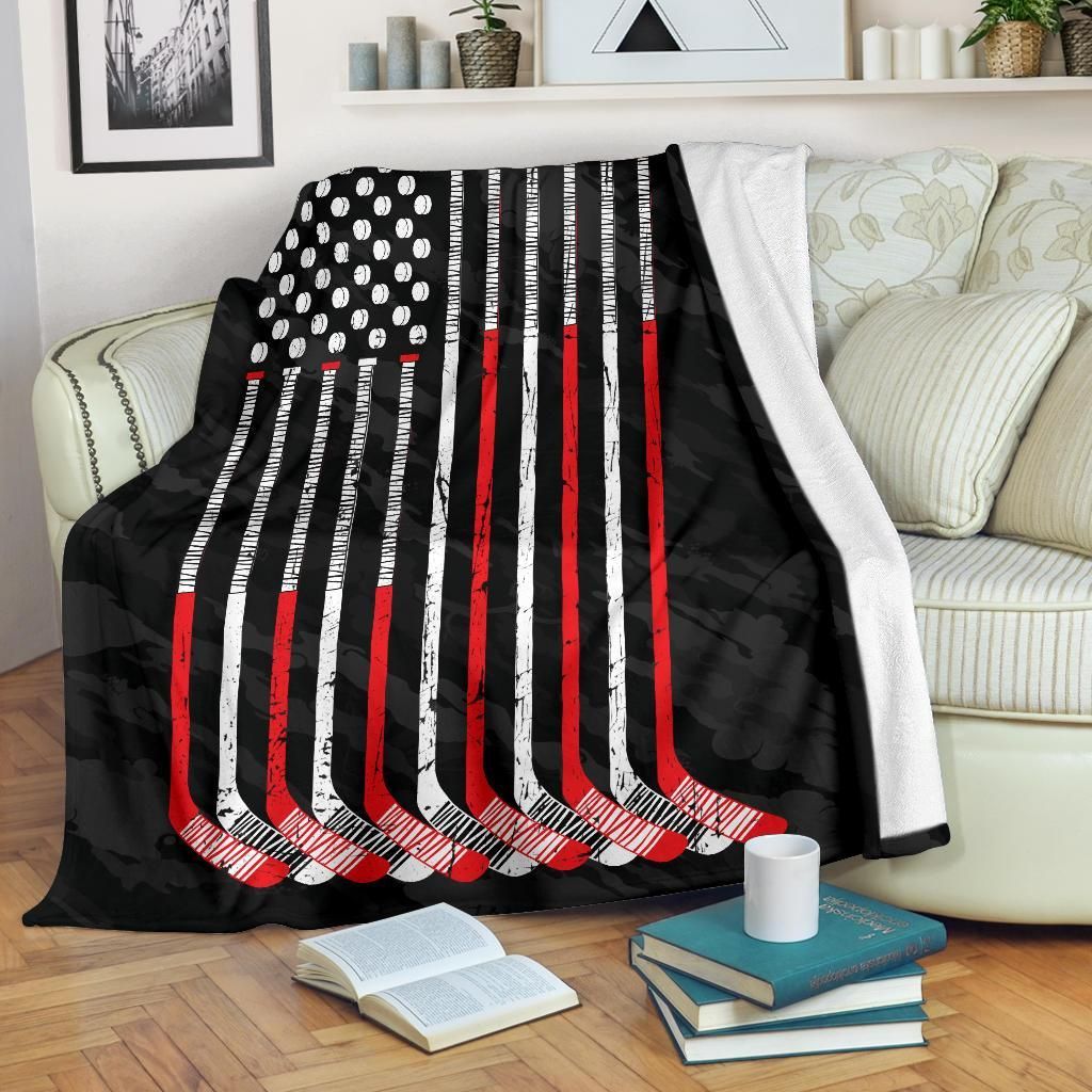 Hockey Flag Sherpa Fleece Blanket